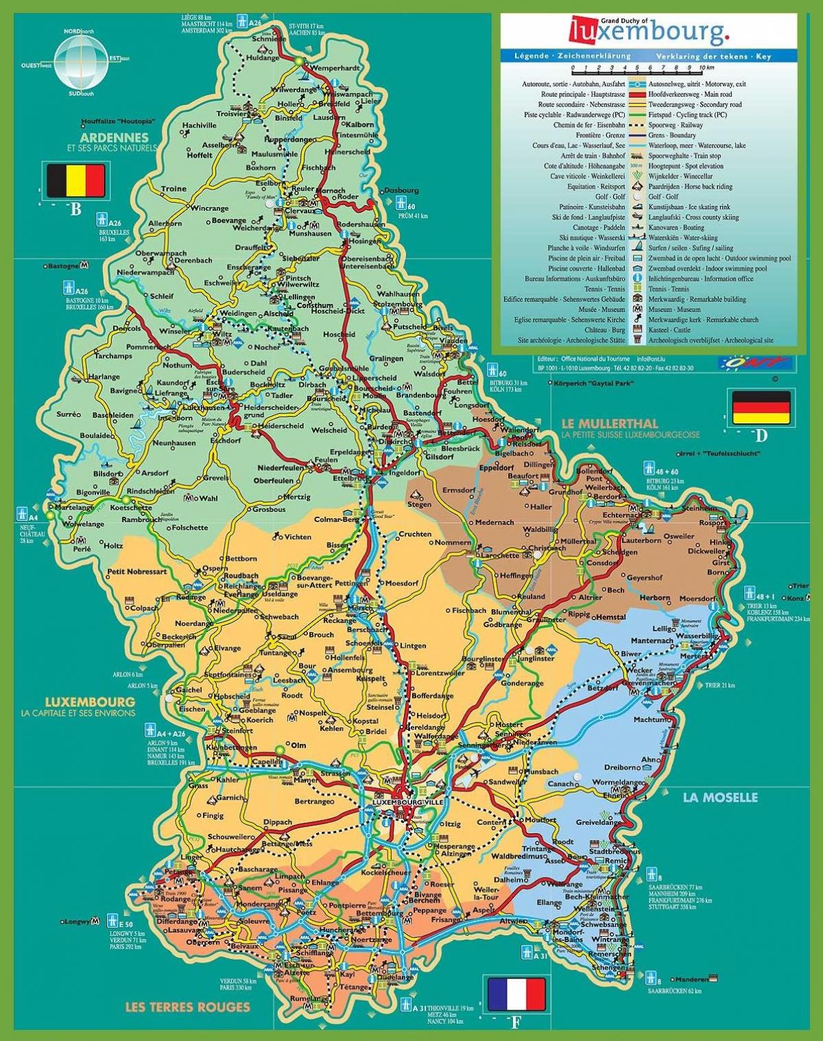 Luxemburg-aantreklikhede kaart
