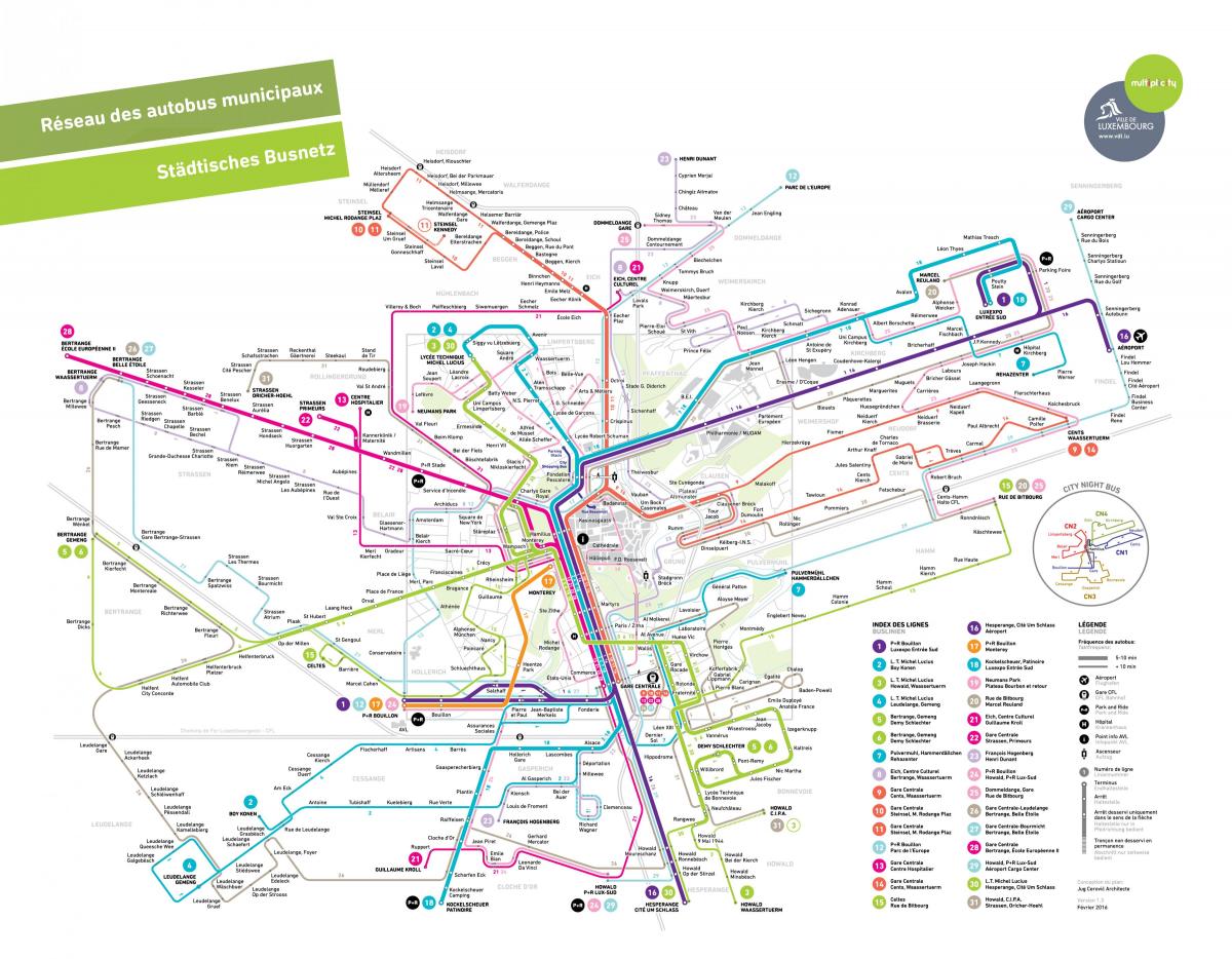 kaart van Luxemburg openbare vervoer