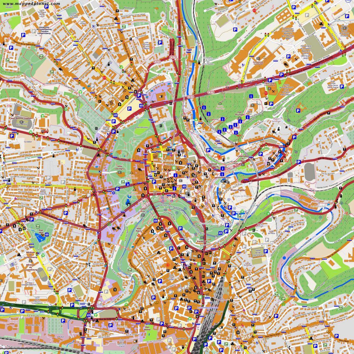 kaart van Luxembourg city centre